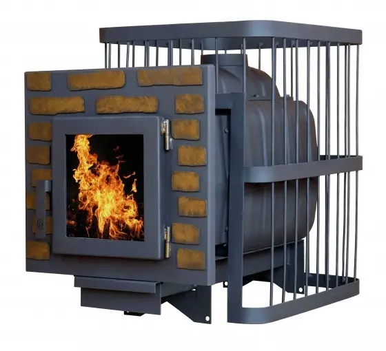 Печь банная ComfortProm ЧУГУН, для парной 20 м³, дверь со стеклом / декор