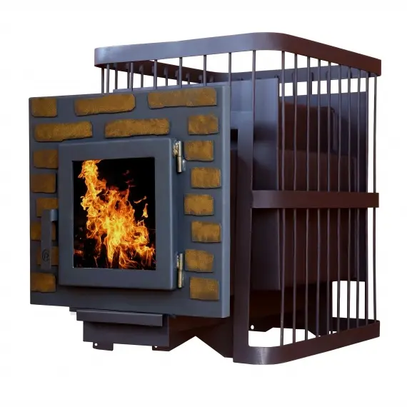 Печь банная ComfortProm СТАЛЬ, для парной 20 м³, дверь со стеклом / декор