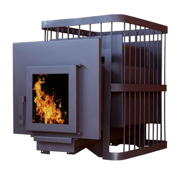 Печь банная ComfortProm СТАЛЬ, для парной 16 м³, дверь со стеклом / декор