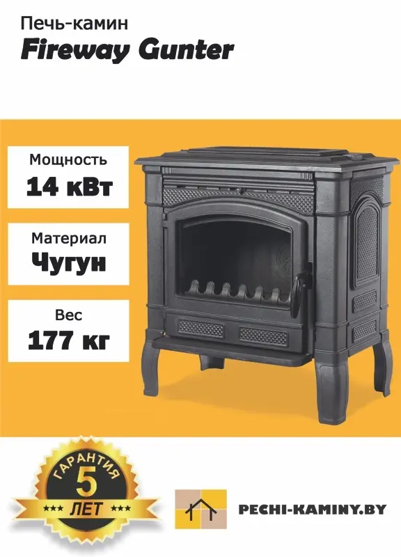 Купить чугунную печь-камин FireWay Gunter в Минске