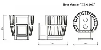 Печь для бани Мета-Бел "ПБМ 20С"