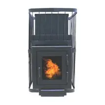 Печь для бани "ComfortProm СТАЛЬ, чугунная дверь со стеклом, закрытая каменка"